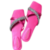 Hot Magenta by Aura Marche – luxury pink silk sandal with crystal embellishments