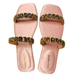 Diamond Pink by Aura Marche – blush pink silk sandal with gemstones