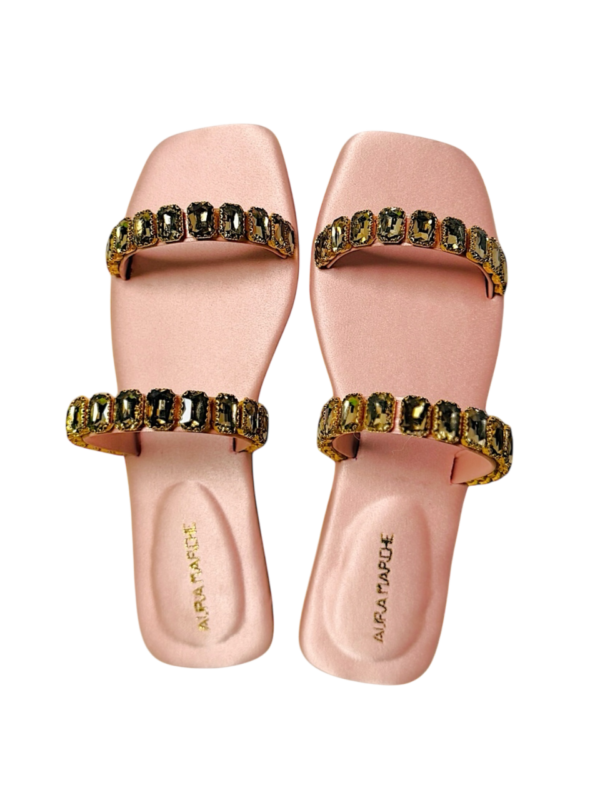 Diamond Pink by Aura Marche – blush pink silk sandal with gemstones