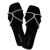Midnight by Aura Marche – black silk sandal with crystal-embellished straps