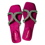 Ruby by Aura Marche – fuchsia pink silk sandal with crystal-embellished straps