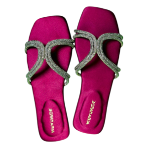 Ruby by Aura Marche – fuchsia pink silk sandal with crystal-embellished straps